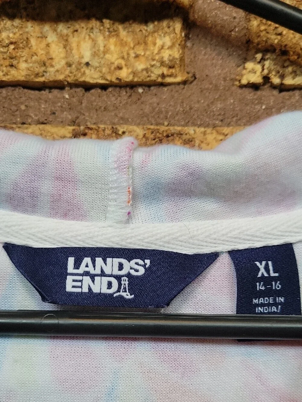 Lands' End Girls Hooded Swim Cover Up Beach Summer Colorful Print Size XL 14/16
